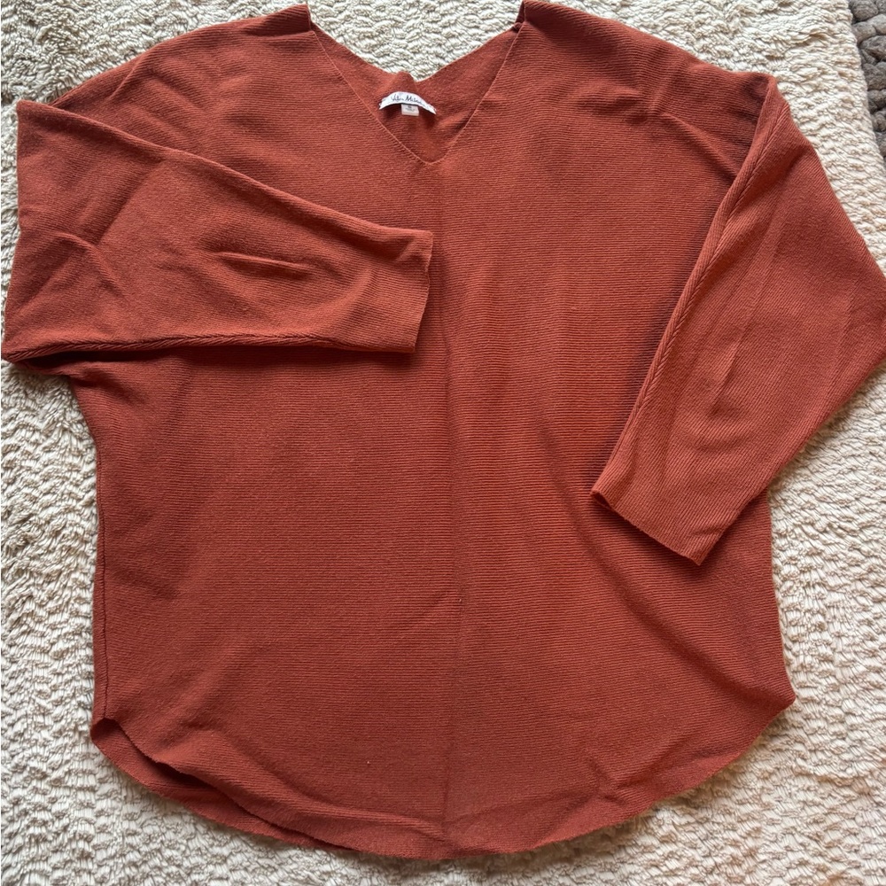 Women's Rust V-Neck Blouse